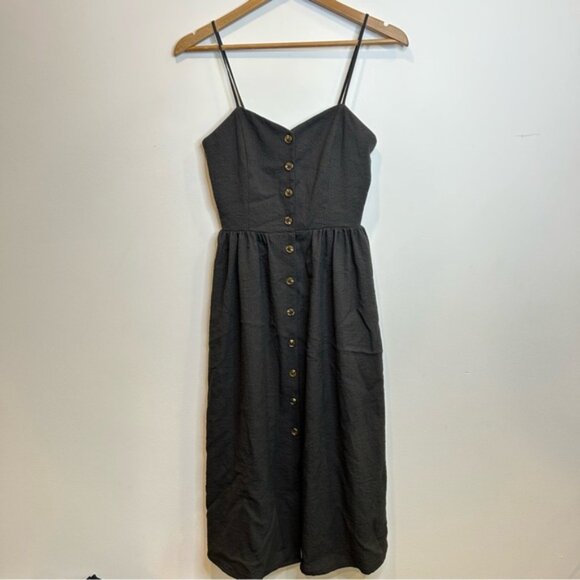 H&M Midi Button Up Dress Black - Picture 3 of 7